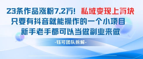 抖音私域项目23条作品涨粉7.2W,私域变现1W-老吴出海笔记