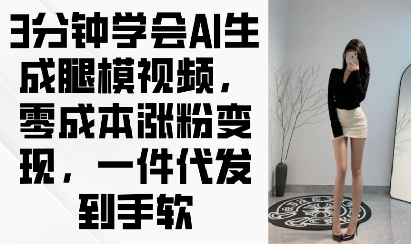 3分钟学会AI生成腿模视频,零成本涨粉变现,一件代发到手软-老吴出海笔记