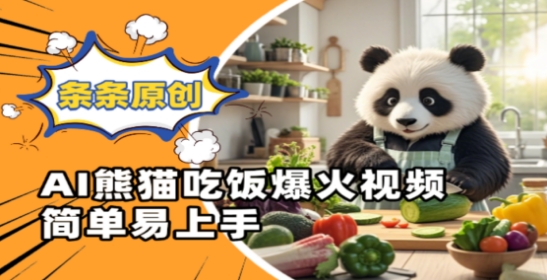 Ai熊猫吃饭爆火视频,条条原创,简单易上手-老吴出海笔记