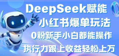 DeepSeek赋能小红书爆单玩法0粉新手小白都能操作,执行力跟上收益轻松上W,懒人勿做-老吴出海笔记