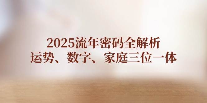 2025流年密码全解析,运势、数字、家庭三位一体-老吴出海笔记