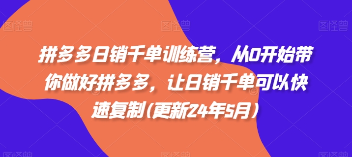 拼多多日销千单训练营,从0开始带你做好拼多多,让日销千单可以快速复制(更新25年5月)-老吴出海笔记