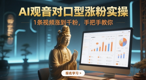 AI观音对口型涨粉实操,1条视频涨到千粉,手把手教你-老吴出海笔记