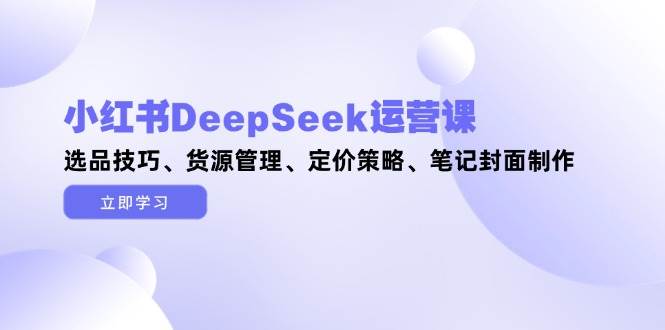 小红书DeepSeek运营课,选品技巧、货源管理、定价策略、笔记封面制作-老吴出海笔记