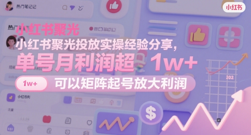 小红书聚光投放实操经验分享,单号月利润超1w+,可以矩阵起号放大利润-老吴出海笔记