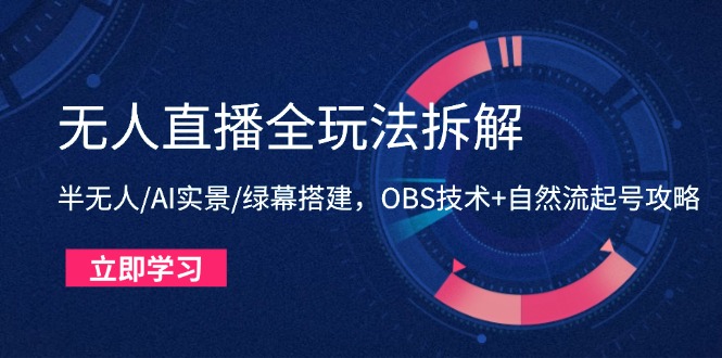 无人直播全玩法拆解:半无人/AI实景/绿幕搭建,OBS技术+自然流起号攻略-老吴出海笔记