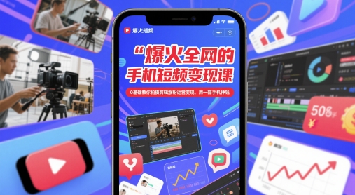 爆火全网的手机短视频变现课,0基础教你拍摄剪辑涨粉运营变现,用一部手机挣钱-老吴出海笔记