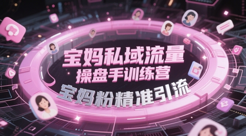 宝妈私域流量操盘手训练营，宝妈粉精准引流-老吴出海笔记