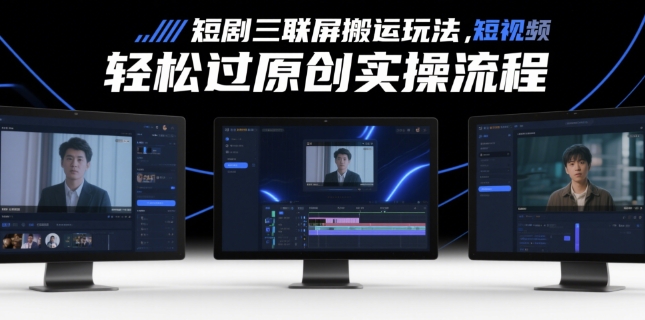 短剧三联屏搬运玩法，短剧搬运轻松过原创实操流程-老吴出海笔记