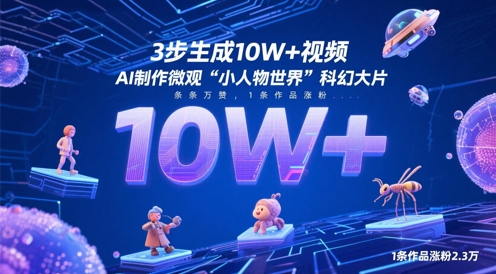 3步生成10W+视频,AI制作微观“小人物世界”科幻大片,条条万赞,1条作品涨粉2.3W-老吴出海笔记