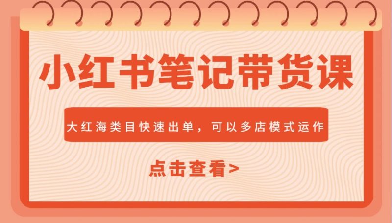 小红书笔记带货课,大红海类目快速出单,市场大,可以多店模式运作(更新)-老吴出海笔记