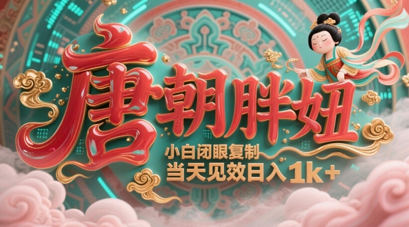 用AI克隆“唐朝胖妞”日更3条,平台疯狂推流,小白闭眼复制,当天见效,日入1k+-老吴出海笔记