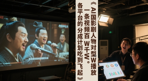 AI三国影视剧人物对口型唱歌玩法,一条视频百W千W播放,各平台的分成计划吃到飞起-老吴出海笔记