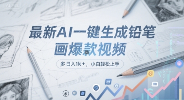 最新AI一键生成铅笔画爆款视频,多平台分发,日 入1k+,小白轻松上手【揭秘】-老吴出海笔记