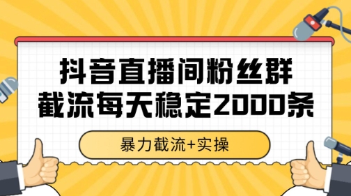 抖音直播间粉丝群暴力截流，一台电脑每天稳定2000条数据【揭秘】-老吴出海笔记