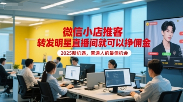 微信小店推客，转发明星直播间就可以挣佣金，2025新机遇，普通人的最佳机会-老吴出海笔记