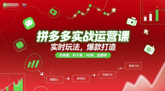 拼多多实战运营课,实时玩法,爆款打造,改销量,补大单,AB单,直播等(更新2025月)-老吴出海笔记