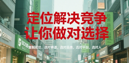 定位解决竞争，让你做对选择，复制成功，选对赛道，选对品类，选对平台，选对人-老吴出海笔记