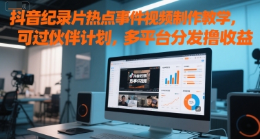 抖音纪录片热点事件视频制作教学,可过伙伴计划,多平台分发撸收益-老吴出海笔记