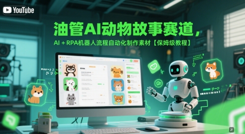 油管AI动物故事赛道,AI+RPA机器人流程自动化制作素材【保姆级教程】-老吴出海笔记