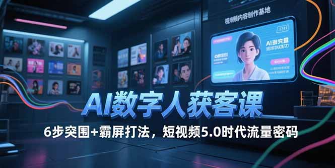 AI数字人获客课,6步突围+霸屏打法,短视频5.0时代流量密码-老吴出海笔记