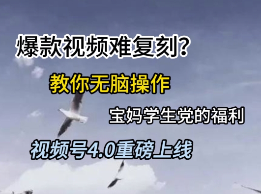 视频号4.0重磅上线,爆款视频难复刻?教你无脑操作宝妈学生党的福利【揭秘】-老吴出海笔记