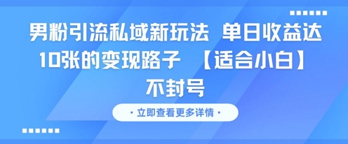 男粉引流私域新玩法，单日收益达10张的变现路子 【适合小白】不封号-老吴出海笔记