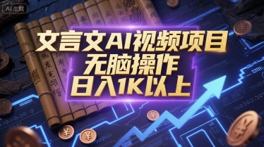 文言文AI视频项目,无脑操作,日入1K以上-老吴出海笔记