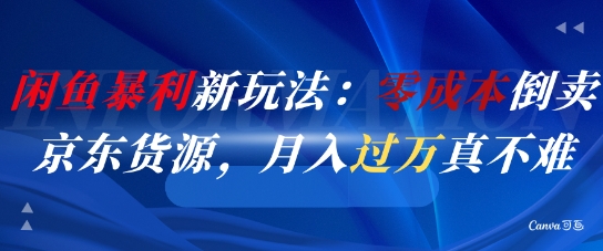 闲鱼暴利新玩法：零成本倒卖京东货源，月入过1W真不难-老吴出海笔记