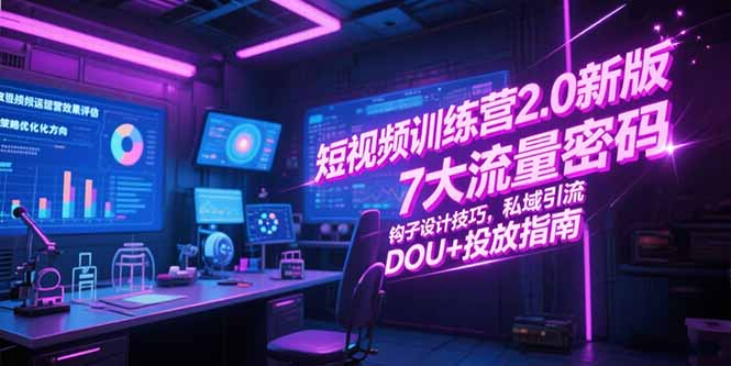 短视频训练营2.0新版,7大流量密码/钩子设计技巧/私域引流/DOU+投放指南-老吴出海笔记