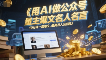 用AI做公众号流量主爆文名人名言,10分钟一篇爆文,最高月入5位数-老吴出海笔记