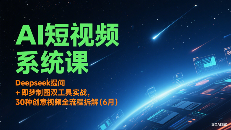 AI短视频系统课:Deepseek提问 + 即梦制图双工具实战,30种创意视频全流程拆解(6月)-老吴出海笔记