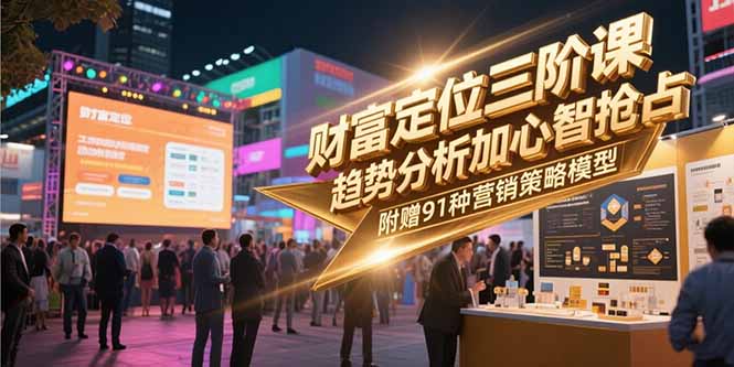 财富定位三阶：趋势研判 + 心智抢占实战课，附赠91个营销模型落地包-老吴出海笔记