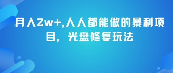 月入2w+,人人都能做的暴利项目,光盘修复玩法-老吴出海笔记