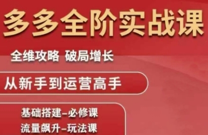 拼多多全阶实战课程，全维攻略，破局增长，从新手到运营高手-老吴出海笔记