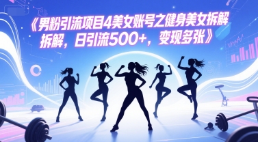 男粉引流项目4美女账号之健身美女拆解,日引流500+,变现多张-老吴出海笔记