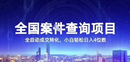 全国案JIAN查询项目，利用人性挣钱，全自动转化，一单利润15，小白轻松日入4位数【揭秘】-老吴出海笔记
