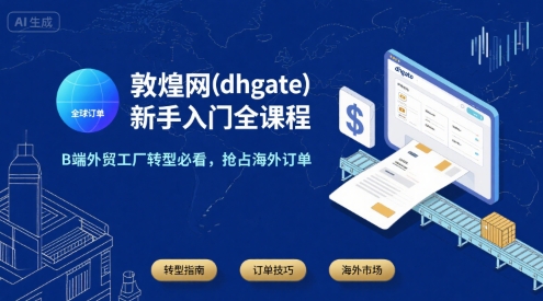 敦煌网(dhgate)新手入门全课程，B端外贸工厂转型必看，抢占海外订单-老吴出海笔记
