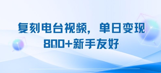 复刻电台视频，单日变现8张+新手友好，长期可做-老吴出海笔记