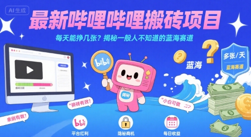最新哔哩哔哩上B站搬砖项目,每天能挣几张?揭秘一般人不知道的蓝海赛道-老吴出海笔记