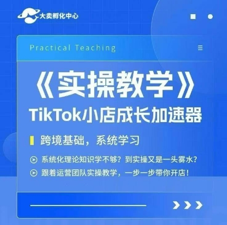 大卖家孵化中心TikTok实操课,TikTok小店成长加速器,跨境基础系统学习,一步一步带你开店-老吴出海笔记