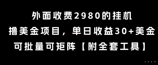 外面收费2980的挂G撸美金项目,单日收益30+美金,可批量可矩阵【揭秘】-老吴出海笔记