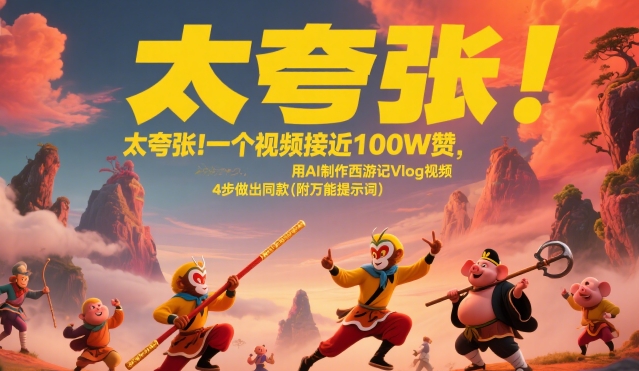 太夸张!一个视频接近100W赞,用AI制作西游记Vlog视频,全流程拆解来了(附万能提示词)-老吴出海笔记