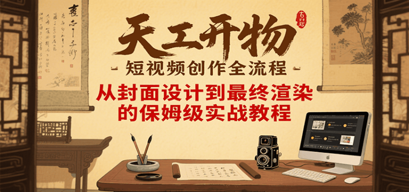 天工开物短视频创作全流程,从封面设计到最终渲染的保姆级实战教程-老吴出海笔记