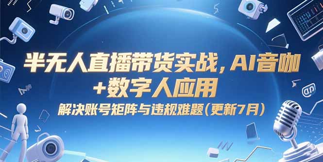半无人直播带货实战,AI音咖+数字人应用 解决账号矩阵与违规难题(更新7月-老吴出海笔记