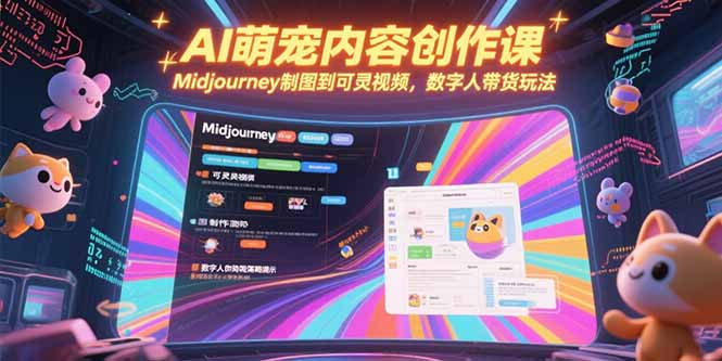 AI萌宠内容创作课,Midjourney制图到可灵视频,数字人带货玩法-老吴出海笔记