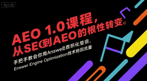 AEO 1.0 课程,从SEO到AE0的基命性转变,手把手教会你用AnswerEngineOptimization技术抢回流量-老吴出海笔记