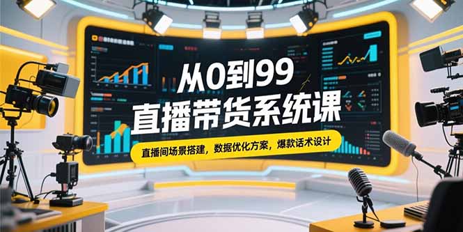 从0到99直播带货系统课,直播间场景搭建,数据优化方案,爆款话术设计-老吴出海笔记