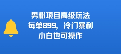 男粉项目高级玩法,每单899,冷门暴利,小白也可操作-老吴出海笔记