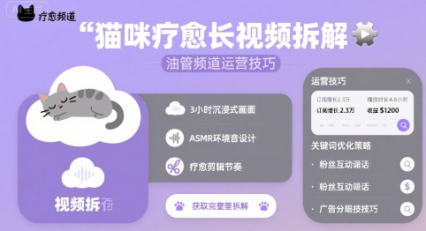 猫咪疗愈长视频拆解 &油管频道运营技巧-老吴出海笔记